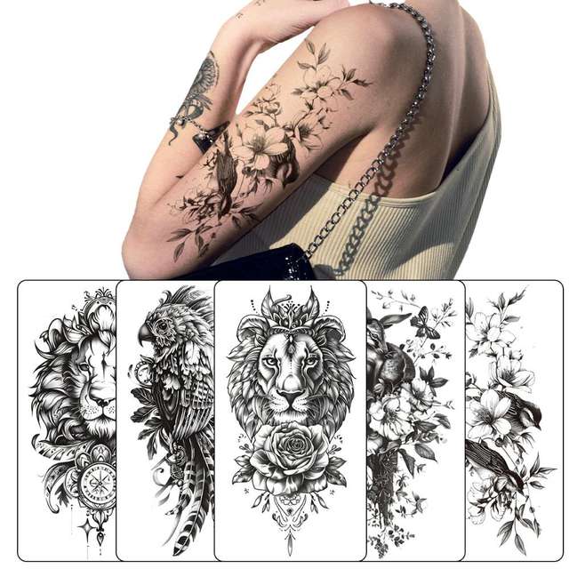 Wholesale Eco-Friendly Non-Toxic CE Certified Waterproof Temporary Tattoo Stickers for Body | Small Half-Arm Black Animal Cross