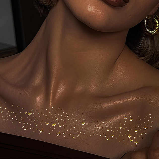 Gold Printed Collarbone Tattoo Stickers Body Paper Eco-Frien view 4
