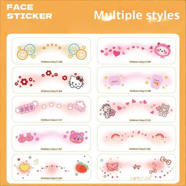 Children's Cute Cartoon Face Temporary Makeup Stickers  view 4
