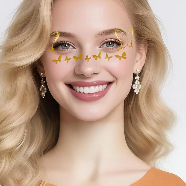 New Sweatproof Gold Foil Paper Eco-Friendly Water Transfer Eyeliner Temporary Tattoos Party Cosplay Long-lasting Non-fading One