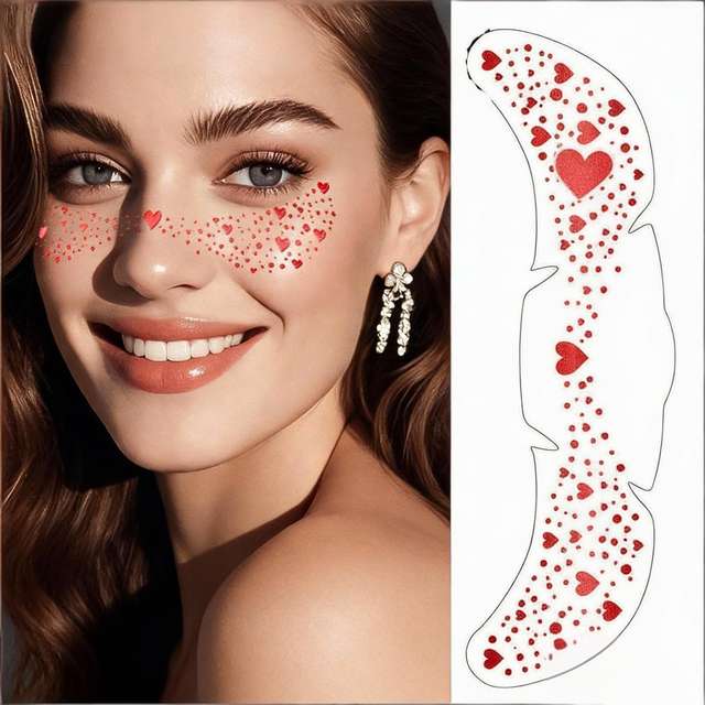 Red Freckle Stickers Face Eco-Friendly Paper Fashionable Personalized Waterproof Sweatproof Long-lasting Heart Design Water