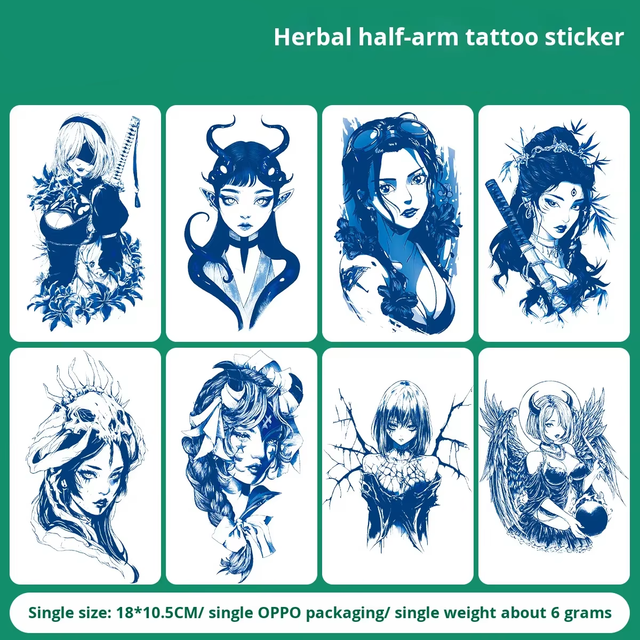 Herbal Paper Tattoo Sticker Full Body Plant Semi-Permanent J view 3