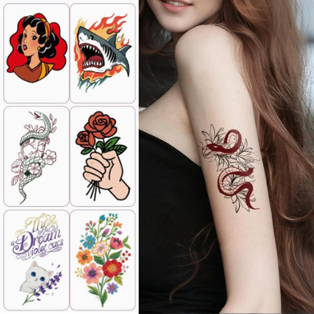 American Style Retro Fresh Eco-Friendly Paper Tattoo Sticker Water Resistant Long-lasting Water Transfer Printed Body