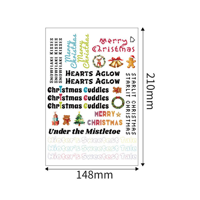 Christmas Candle Water Transfer Paper Stickers Custom Logo D view 6