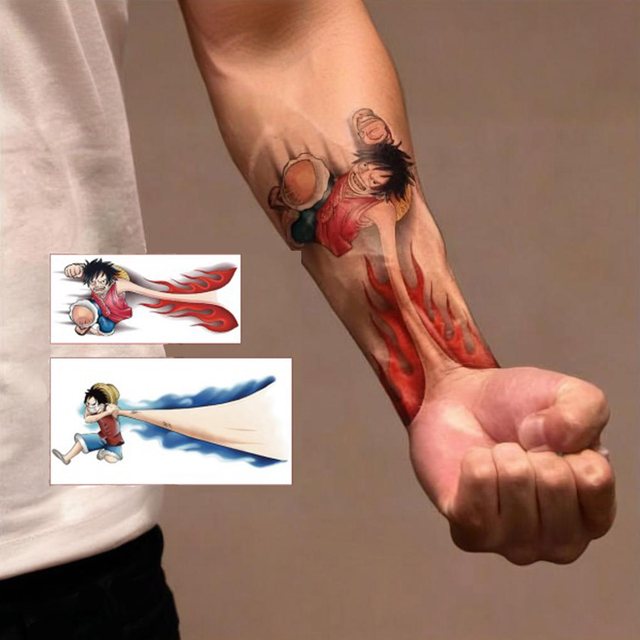 Cross-border One Piece Temporary Eco-Friendly Body Tattoo Sticker Luffy Huoquan Animation Trendy Men's Arm Customizable Scar