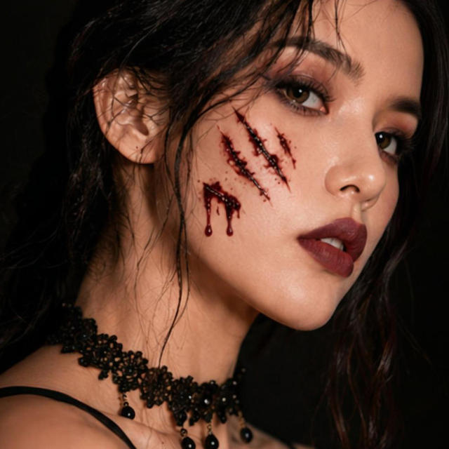 Waterless Blood Red Halloween Tattoo Stickers Eco-Friendly W view 4