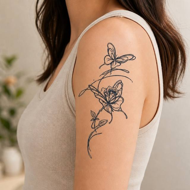 Waterproof White Paper Herbal Tattoo Sticker Temporary Body Art Realistic Snake Woman Pattern for Men and Women