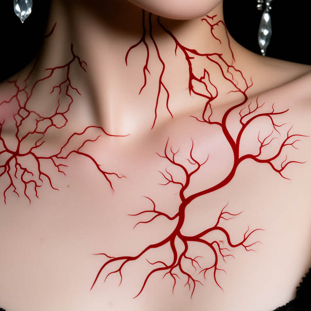 Halloween Waterproof Realistic Blood Vessel Face Tattoo Stic view 5