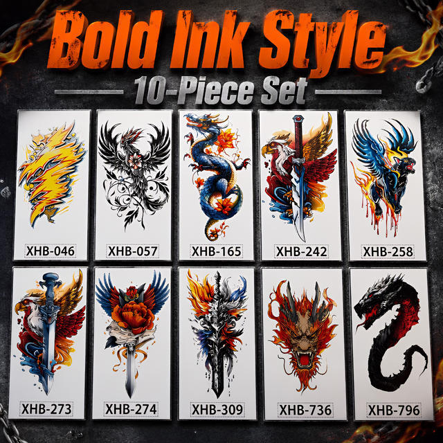 Waterproof Dragon, Tiger, Wolf Mythical Animal Tattoo Sticke view 6